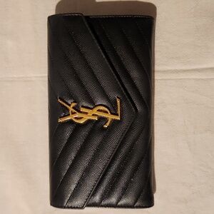 Pre-loved YSL Leather Long wallet